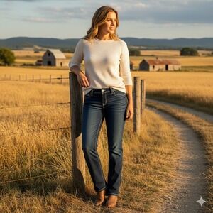 BKE Denim Harper Jeans Women's Blue Wash Straight Leg Size 33R / 29 Stretch